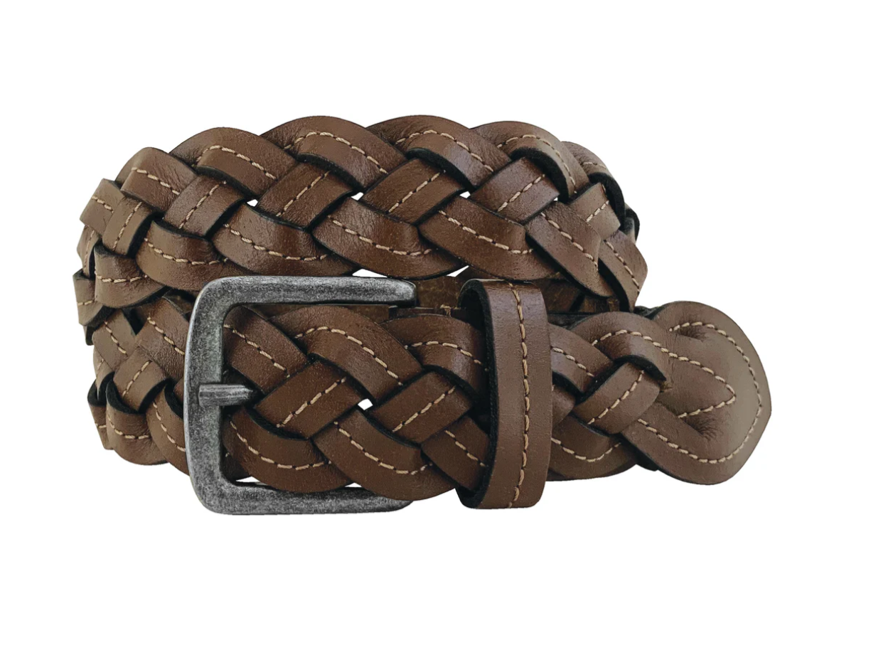 9662300 Roper Women's Belt 1.1/2'' Buffalo leather Braided brown