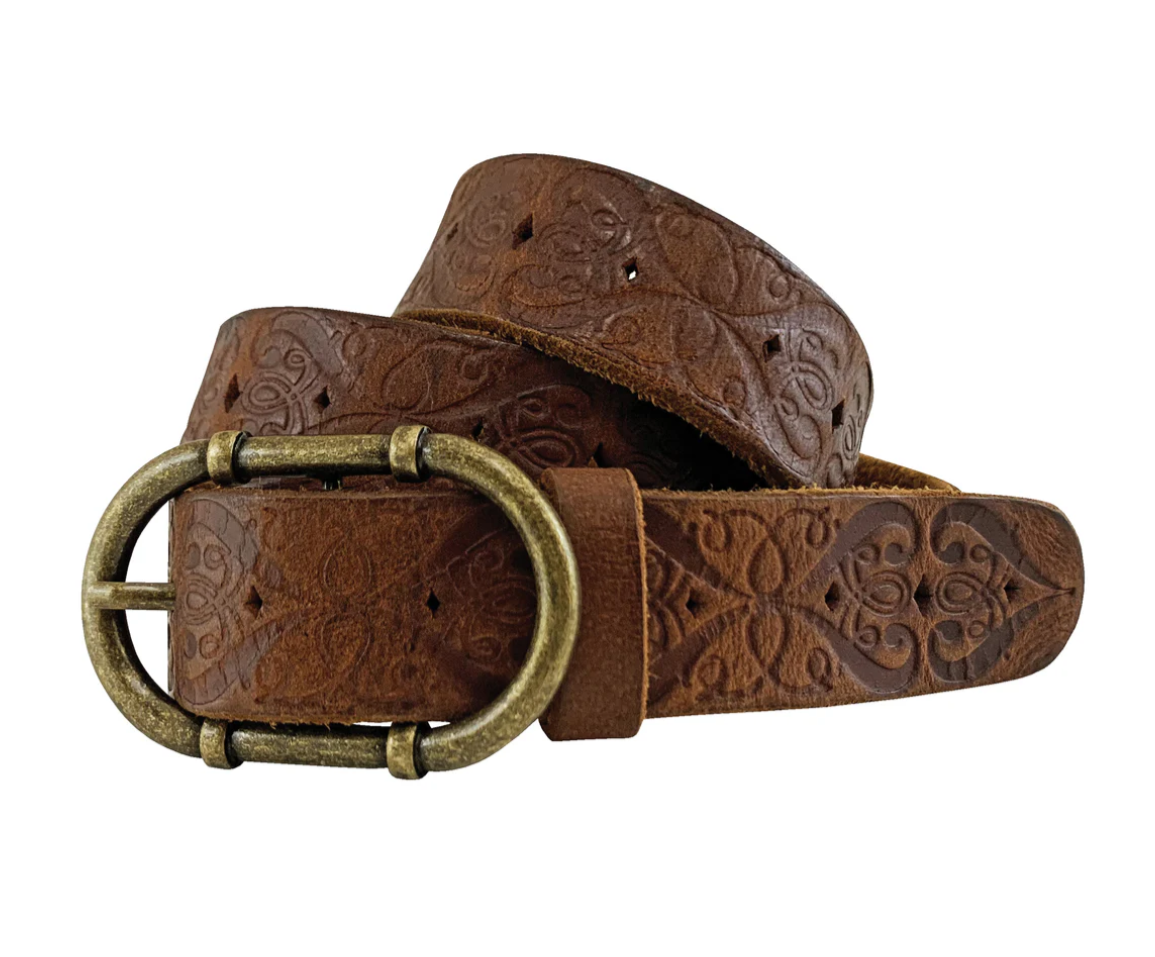 9664300B Roper Women's belt 1.1/2'' Embossed Bridle Buffalo leather