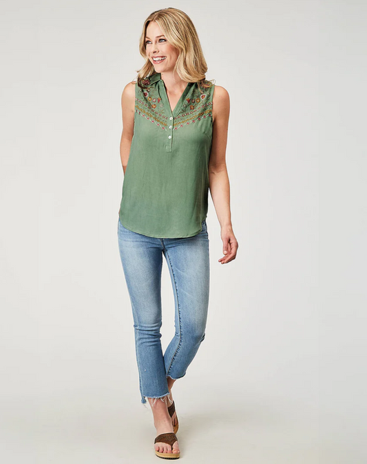 03-052-0565-3068 Roper Women's Studio West Collection Sleeveless Blouse Green