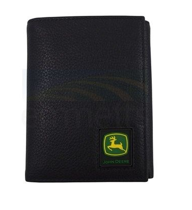 4012000-001 John Deere Pebble Grain Leather Tri-Fold Wallet Black