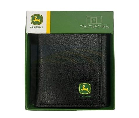 4012000-001 John Deere Pebble Grain Leather Tri-Fold Wallet Black