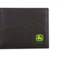 401300-001 John Deere Pebble Grain Leather Bi-Fold Wallet with Trademark Logo Black