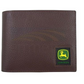 401300-200 John Deere Pebble Grain Leather Bi-Fold Wallet with Trademark Logo Brown