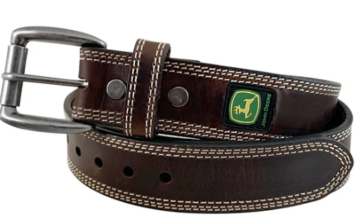 4583500-204 John Deere Brown Bridle Leather W/Stitched Edges Belt