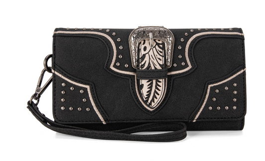 MW1282-W018BK Montana West USA Buckle collection Purse - Black