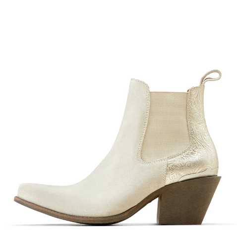 10051060 Ariat Women's Bradley Cloud White Suede/ Embossed Pearl