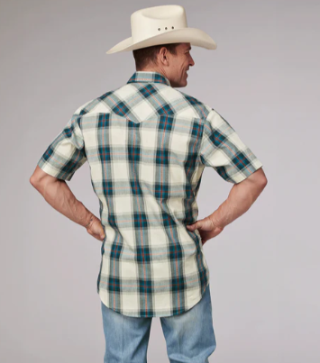 03-002-0062-0477 Roper Men's West Collection SS Plaid Shirt