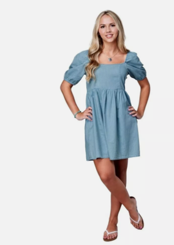 03-057-0594-4011 Roper Women's Solid Blue Dress