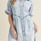 SW786546 Women's Blue Mineral Washed Denim Dress