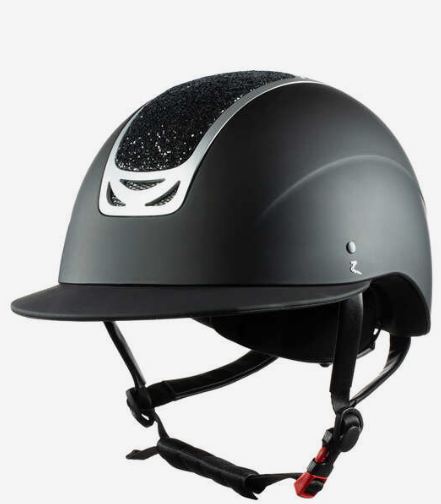 30065-BL/BL SALE Horze Apex Glitter Helmet Black/Black