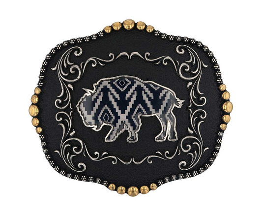 A989S Montana Silversmiths Midnight Buffalo Attitude Buckle