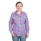 wwls2473 Just Country Women's Abbey Long Sleeve Full Button Print Work Shirt - Blue Check