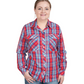 wwls2475 Just Country Women's Abbey Long Sleeve Full Button Print Work Shirt - Chilli Red Plaid