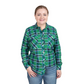 WWLS2466 Just Country Women's Abbey Frills Long Sleeve Full Button Print Work Shirt -Ivy Lurex Plaid