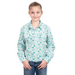 GWLS2482 Just Country Girl's Harper Long Sleeve Half Button Print Work Shirt Jacaranda Paper Daisies