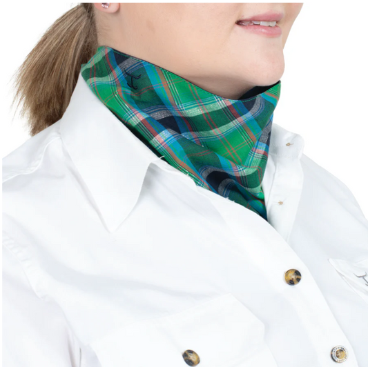 SCF2465 Just Country Carle Double Sided Scarf - Ivy Lurex Plaid/ Navy