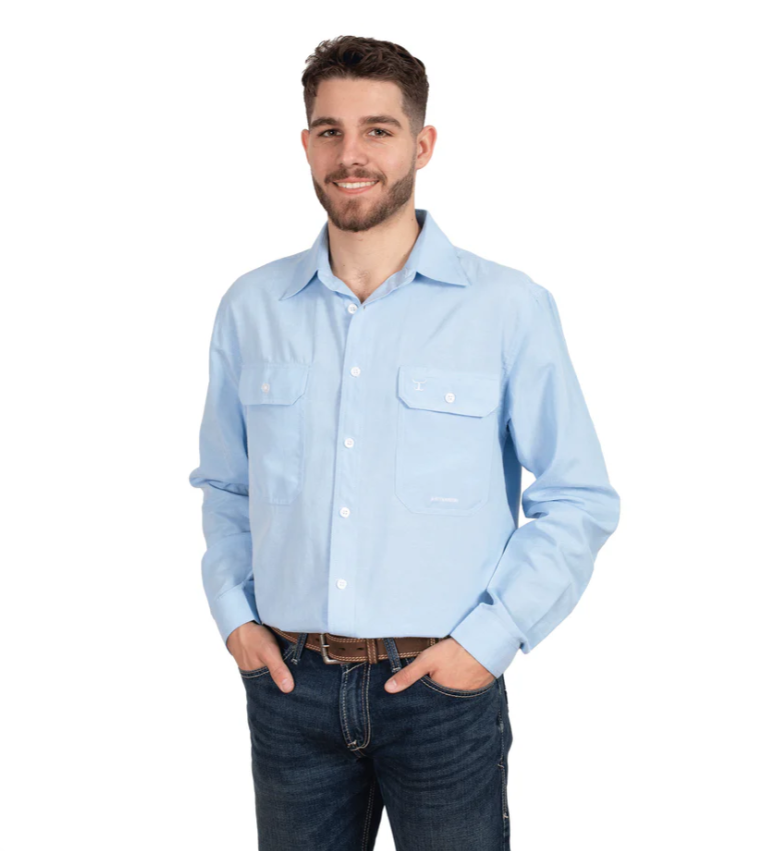 MWLS2490 Just Country Men's Austin Long Sleeve Full Button work shirt Light Blue Chambray