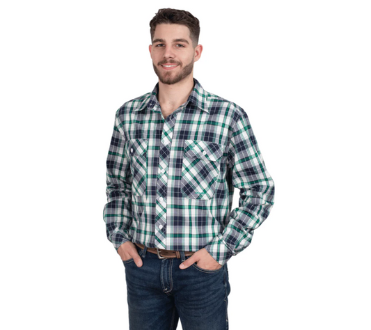 MWLS2497 Just Country Men's Austin Long Sleeve Full Button work shirt Navy/ Ivy Plaid