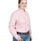 WWLS2478 Just Country Women's Abbey Frills Long Sleeve Full Button Print Work Shirt - Pink Flamingo Check