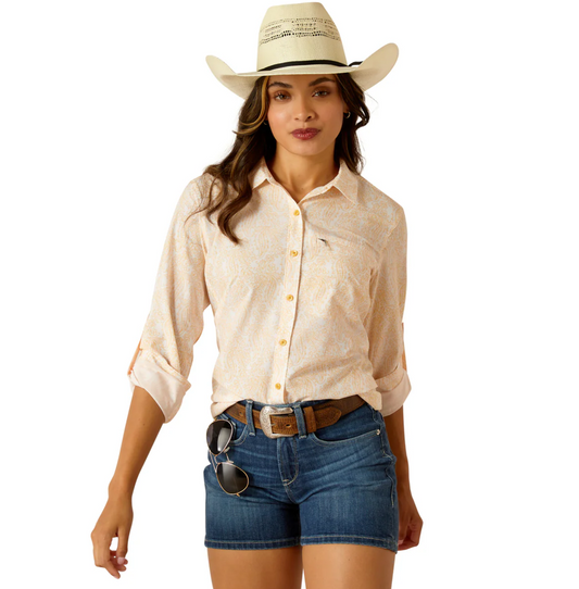 10051328 Ariat Women's Venttek LS Shirt Ochre Paisley