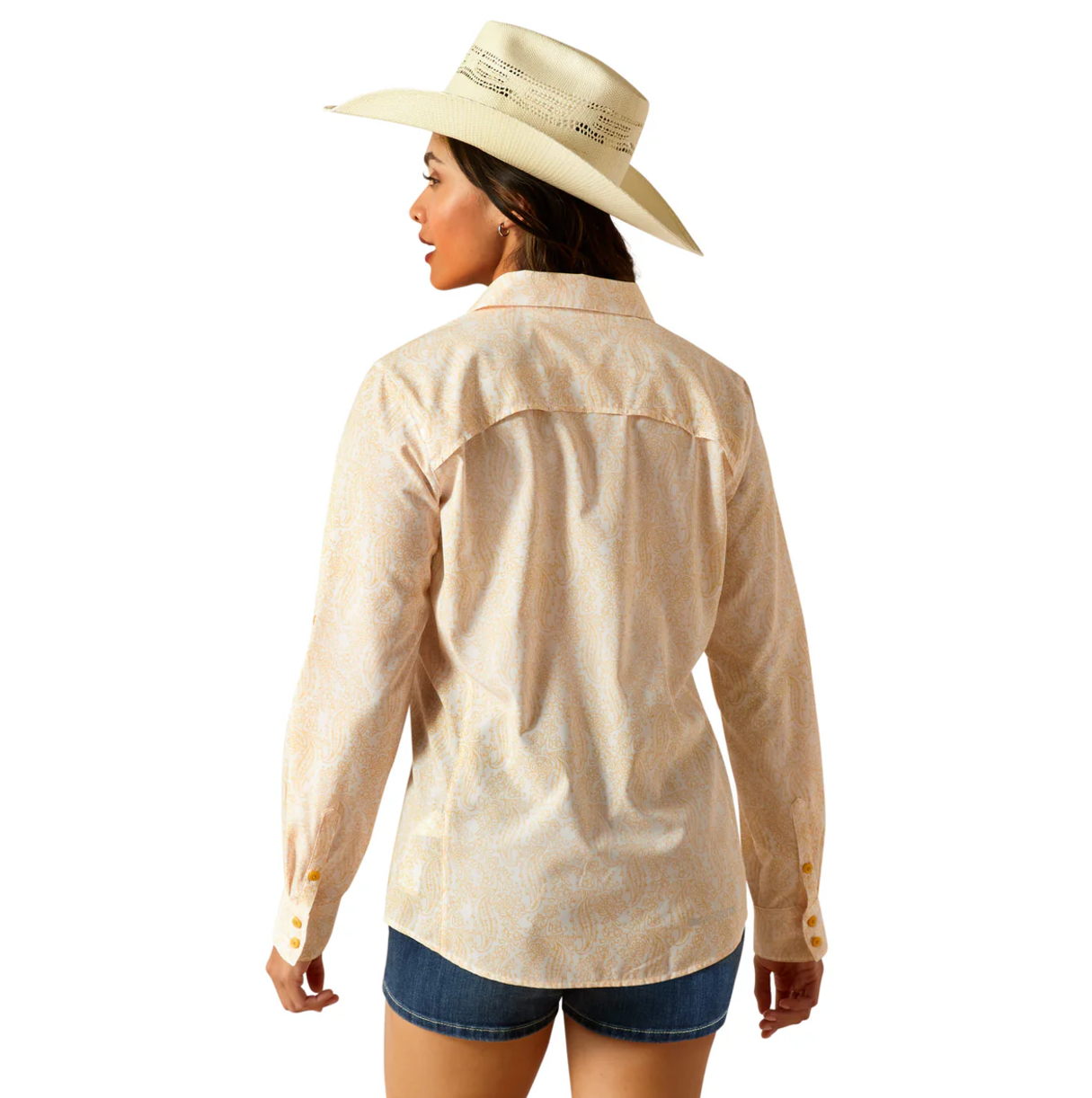 10051328 Ariat Women's Venttek LS Shirt Ochre Paisley