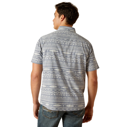 10051540 Ariat Men's Mack Modern SS Shirt Chambray Blue