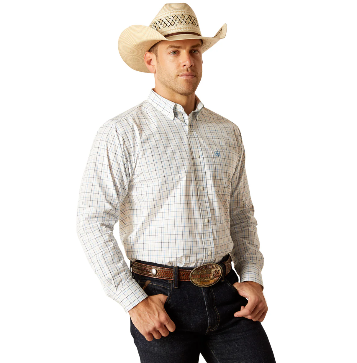 10051516 Ariat Men's Pro Ronnie LS Shirt White