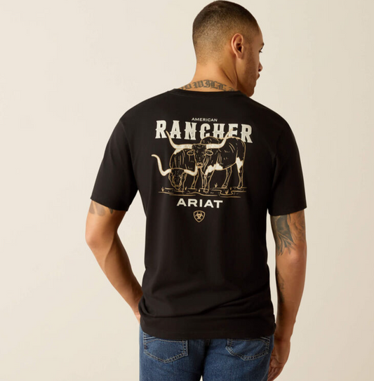 10052018 Ariat Men's American Rancher SS Tee Black