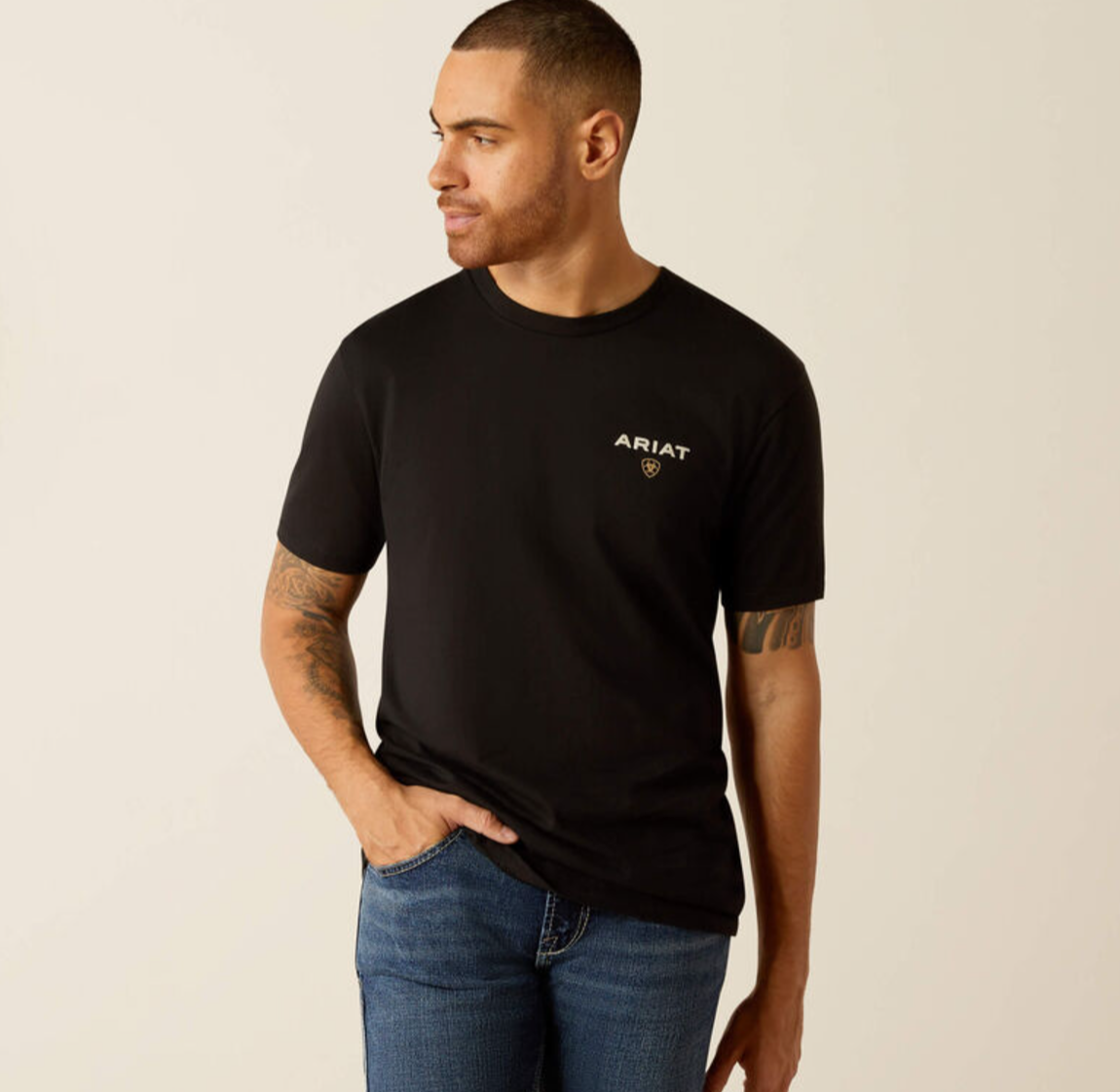 10052018 Ariat Men's American Rancher SS Tee Black