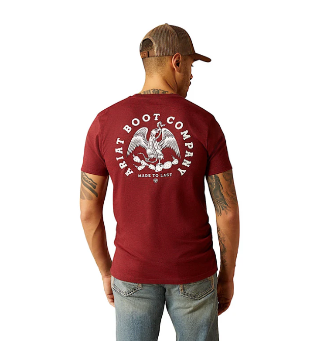 10052510 Ariat Men's Eagle and Snake SS Tee Crimson Black Heather