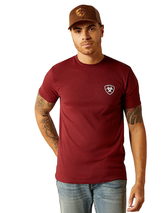 10052510 Ariat Men's Eagle and Snake SS Tee Crimson Black Heather