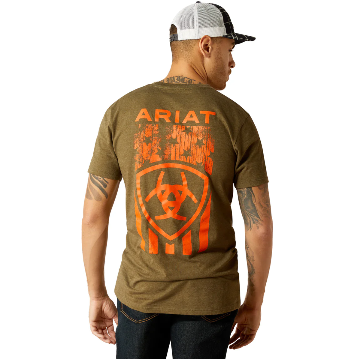 10052569 Ariat Men's Grain Flag SS Tee Military Heather