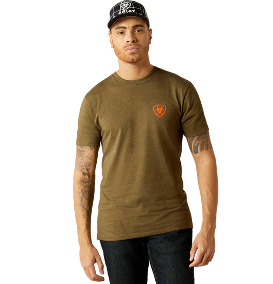 10052569 Ariat Men's Grain Flag SS Tee Military Heather