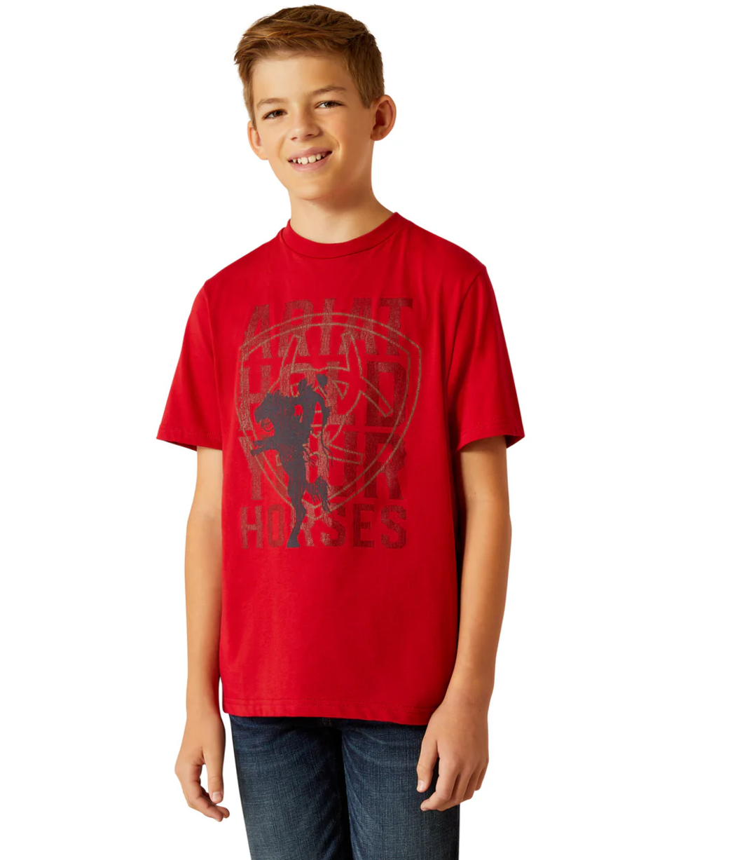 10052578 Ariat Boys Hold Your horses SS Tee Red