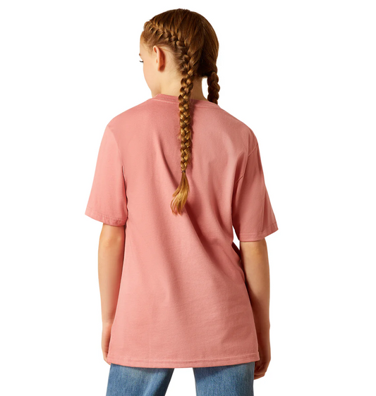 10052539 Ariat Girls Mini Cow Squad SS Tee Dusty Rose