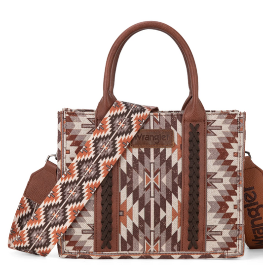 WG2213-8120S  Wrangler Southwest Art Print Tote Tan