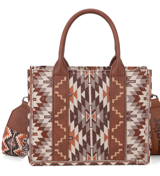 WG2213-8120S  Wrangler Southwest Art Print Tote Tan