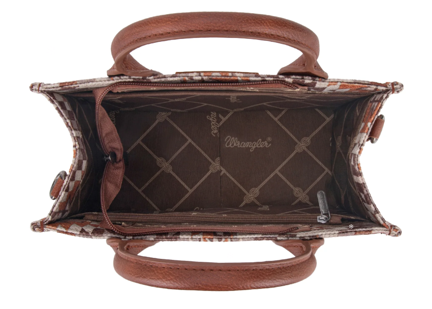 WG2213-8120S  Wrangler Southwest Art Print Tote Tan