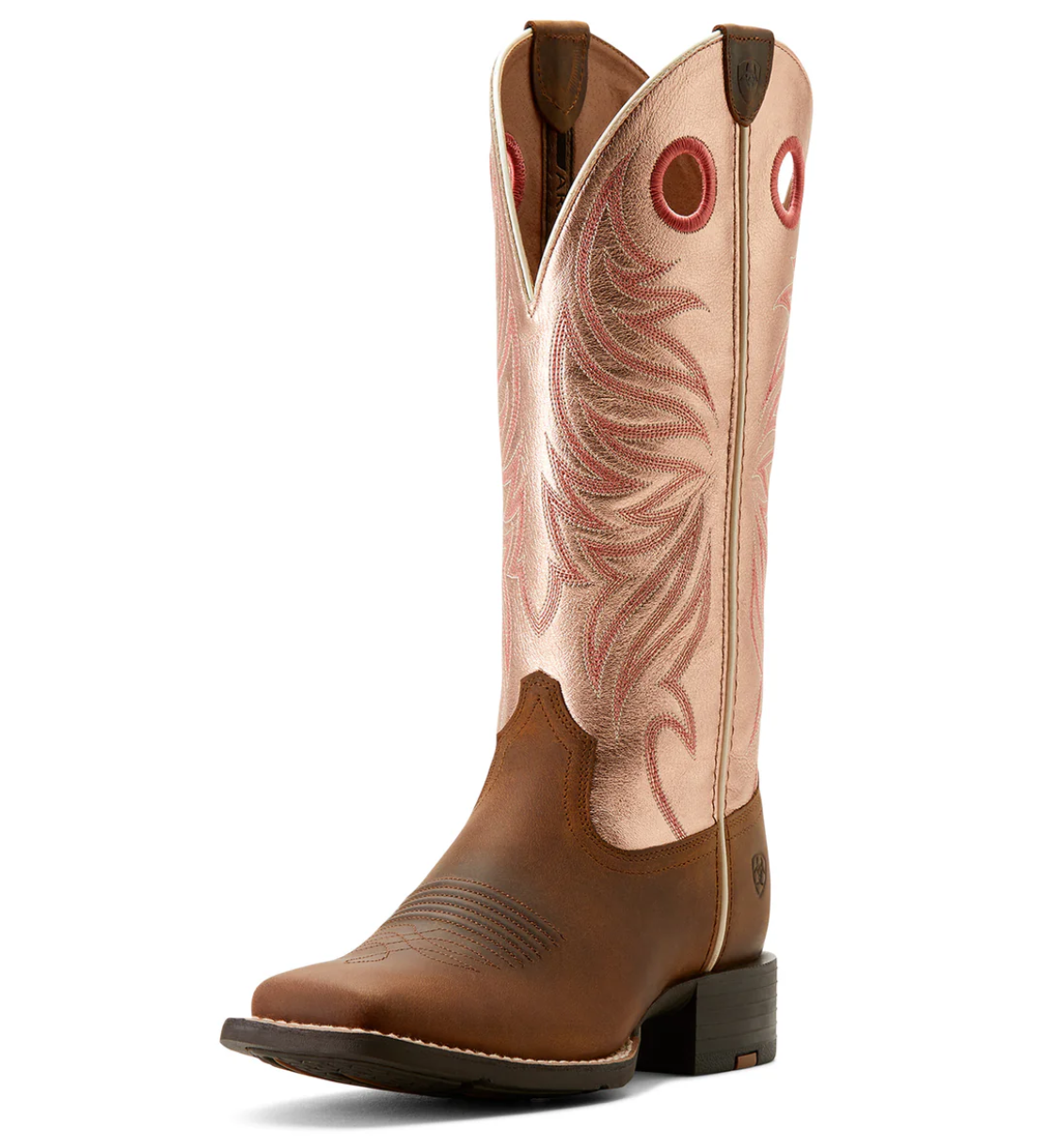 10053730 Ariat Women's Round Up Ryder Distressed Brown/ Golden Pink   C Width