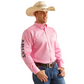 10051336 Ariat Men's Team Logo Twill LS Shirt Pink/ Diretoire Blue