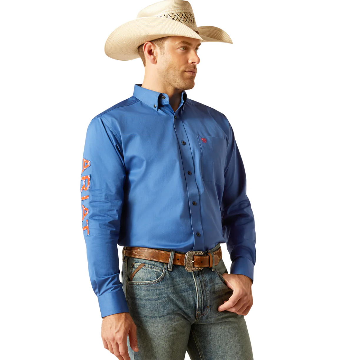 10051339 Ariat Men's Team Logo Twill LS Shirt Bright Cobalt