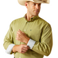 10051325 Ariat Men's Wrinkle Free Solid Pinpoint Oxford LS Shirt Sycamore