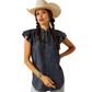 10051289 Ariat Women's Carriage SS Top Indigo Rinse