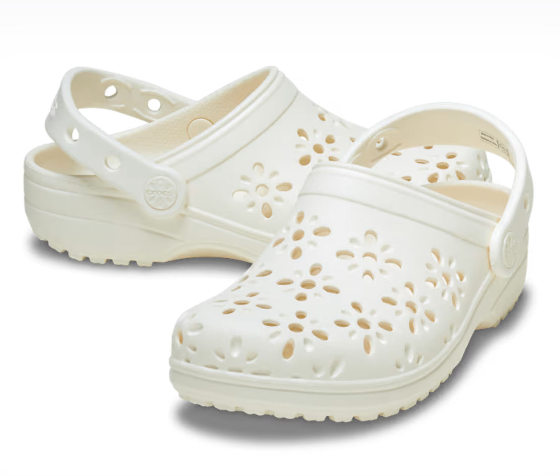 210927-0WV   CROCS Classic Floral Cut Out Clog Chalk