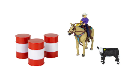 411 Big Country Toys All Round Cowgirl with Barrels and Calf