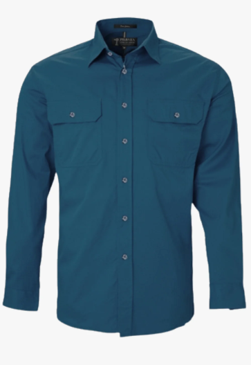 RM500BT Pilbara Men's Full Button Work Shirt Long Sleeve-Diesel