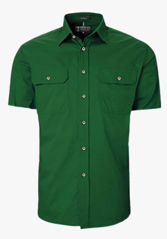 RM500BTS Pilbara Men's Full Button Work Shirt Short Sleeve-Green