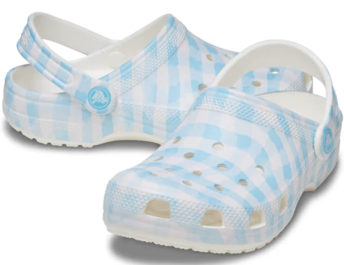 211006-16S CROCS Classic Gingham Clog White & Blue