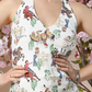 T1436 Western Comic Print V Neck Halter Top