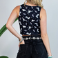 T1534-5359 Western White Cow Skull Print Vest Top